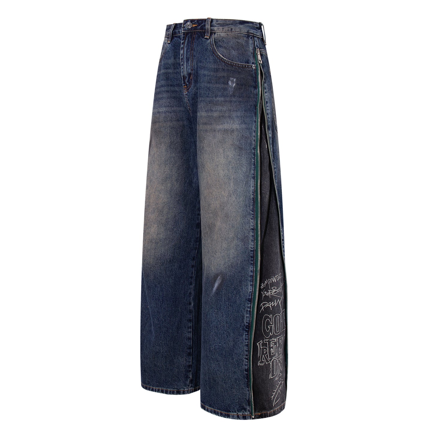 Panel Wash Wide Leg Denim Jeans WN23107