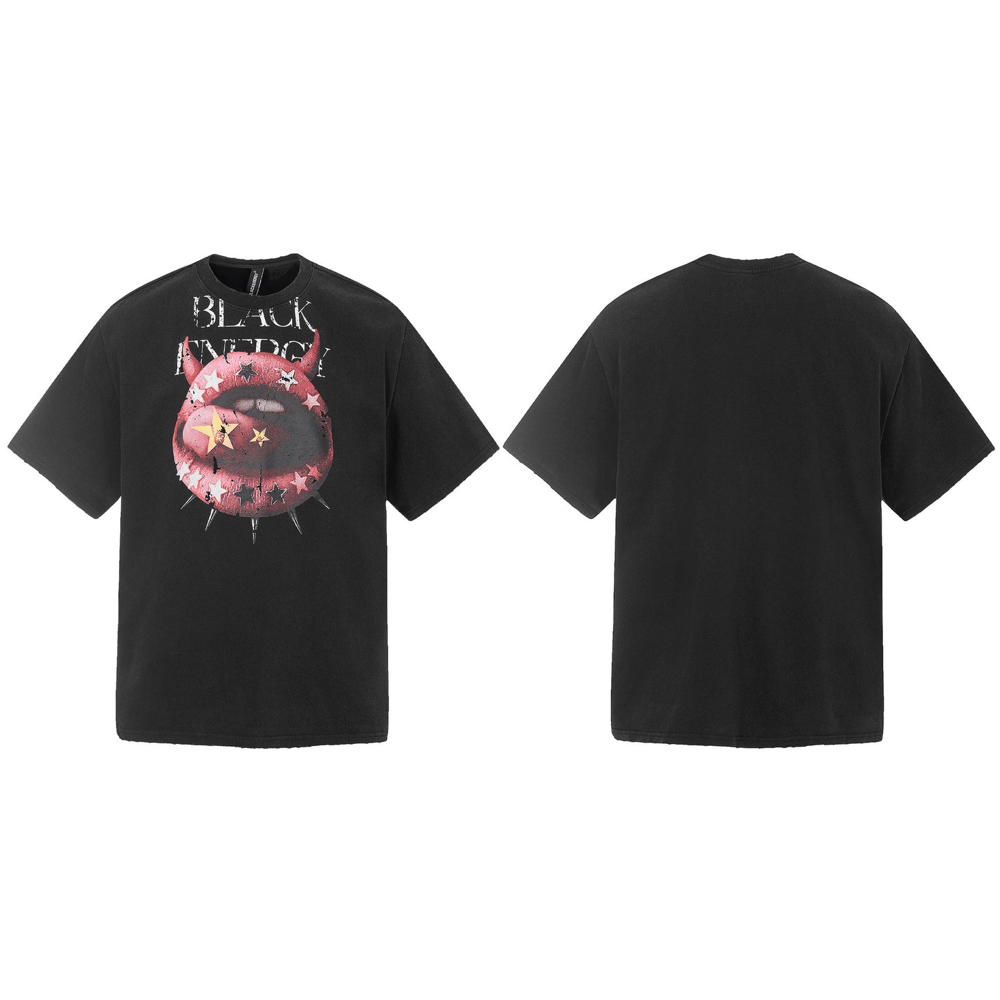 Graphic Print Washed Damage Cotton Short Sleeve T-Shirt WN25601