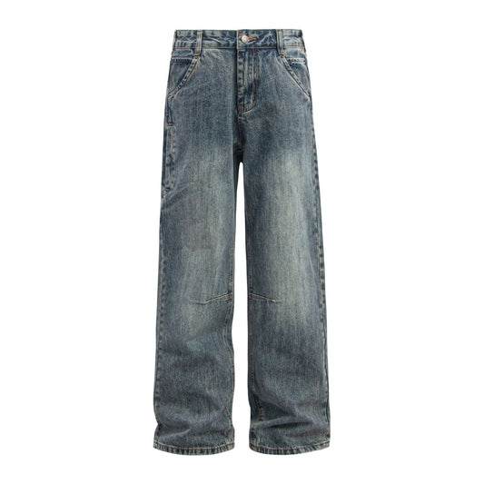 Wide-leg Washed Heavy Duty Denim Jeans WN13053