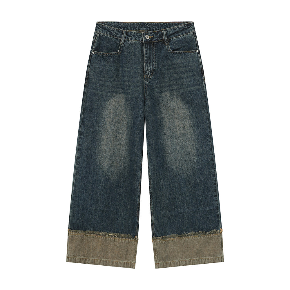 Washed Denim Short Sleeve Jacket & Wide Leg Denim Jeans Setup WN25033