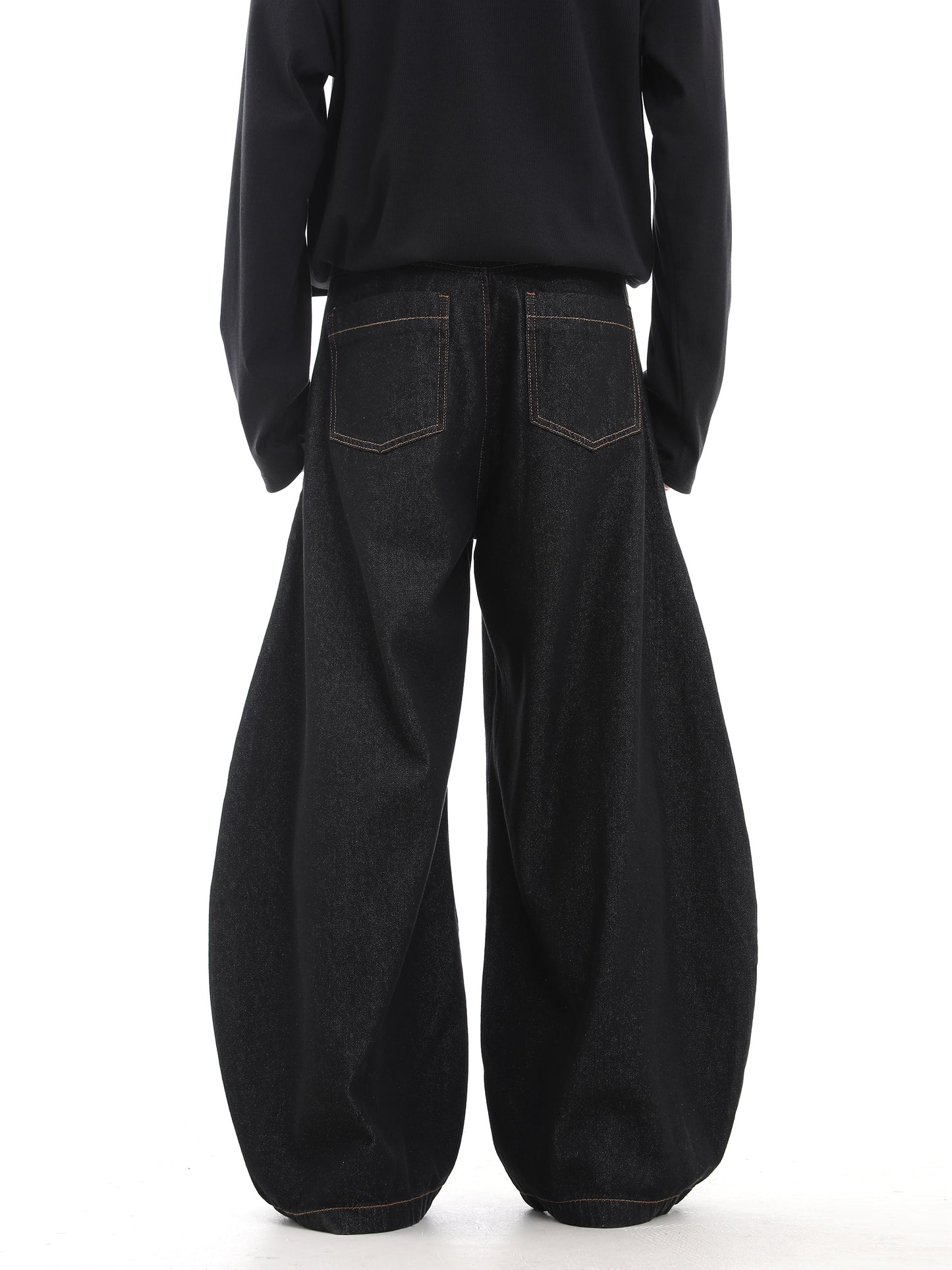 Curved Wide Leg Denim Jeans WN15661