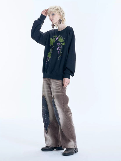 Grape Design Pullover Sweatshirt WN19028