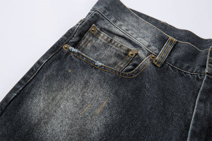 Washed Gradient Wide-Leg Straight Denim Jeans WN16211