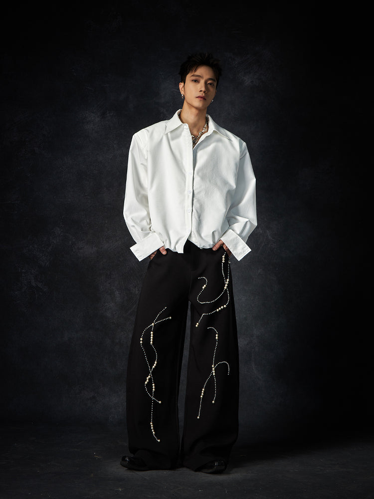 Multiple Button Waist-Fitted Hem Turn-Down Collar Long Sleeve Shirt WN15237