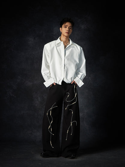 Multiple Button Waist-Fitted Hem Turn-Down Collar Long Sleeve Shirt WN15237