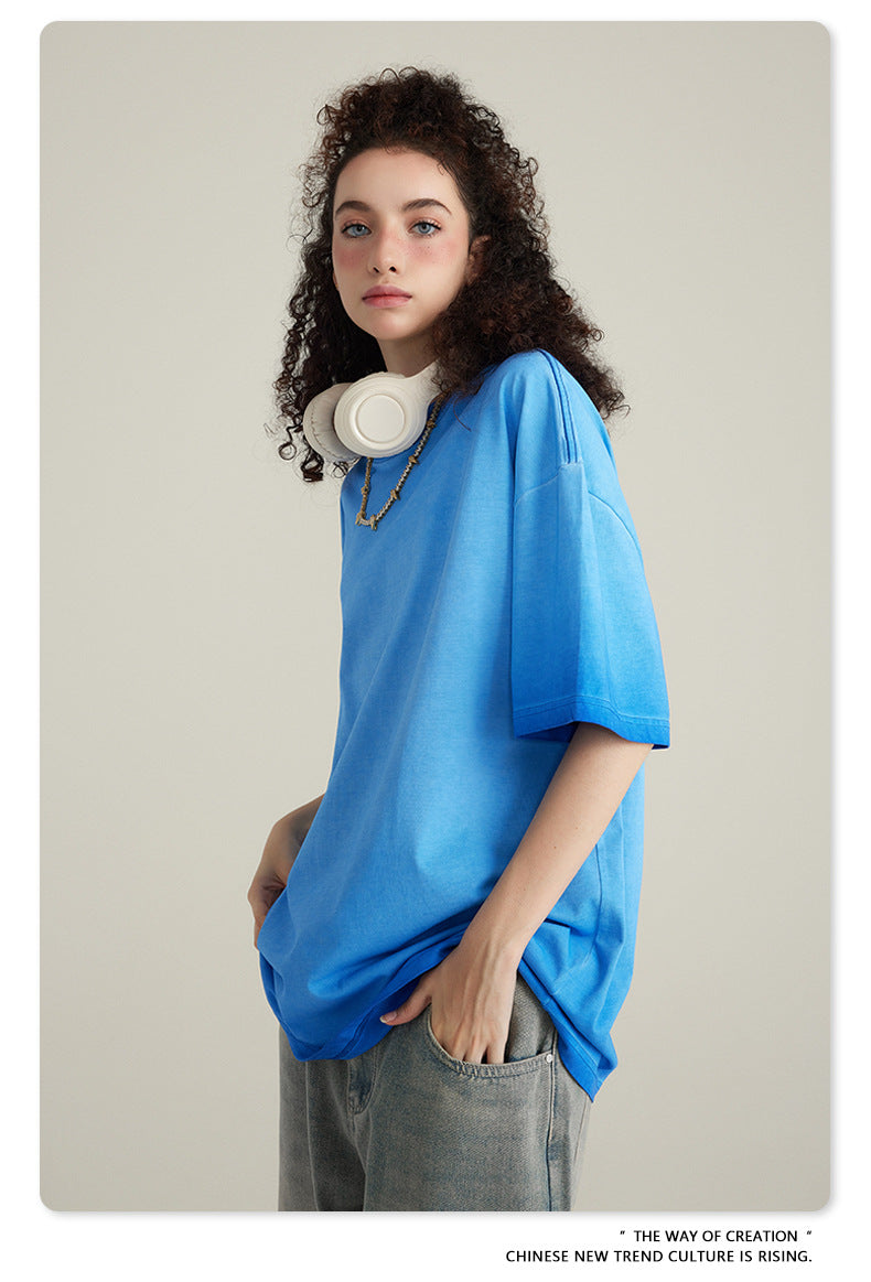 Washed Gradient Pure Cotton Sleeveless T-Shirt WN6075