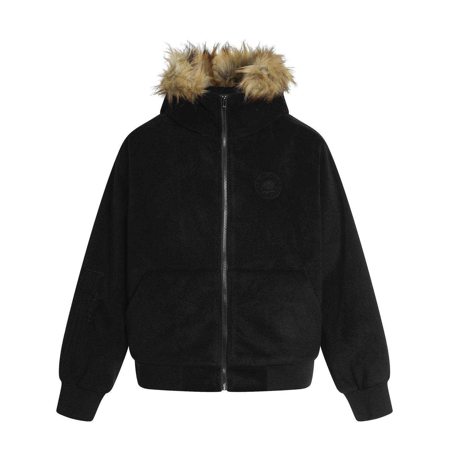 Fake Fur Collar Fleece Lining Zipper Hoodie WN21937