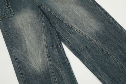 Washed Wide-Leg Straight Denim Jeans WN11486