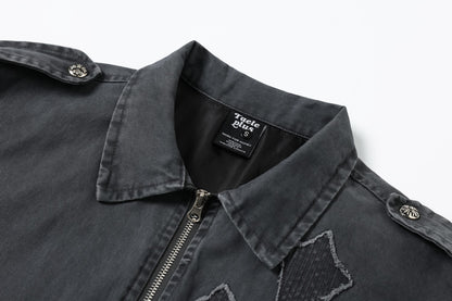 Cross Washed Workwear Zipper Jacket WN23035