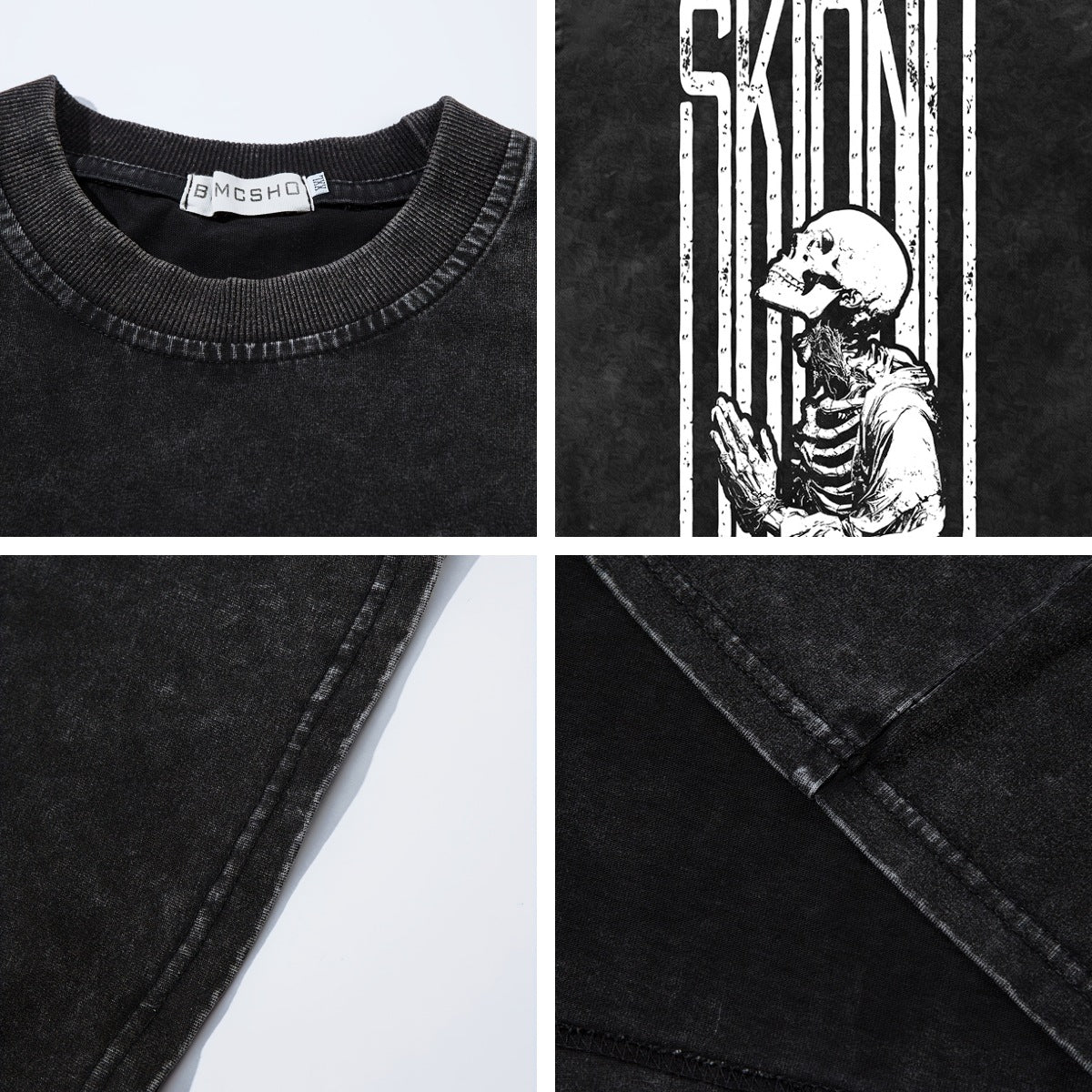 Washed Skull Print Oversize Short Sleeve T-Shirt WN26911