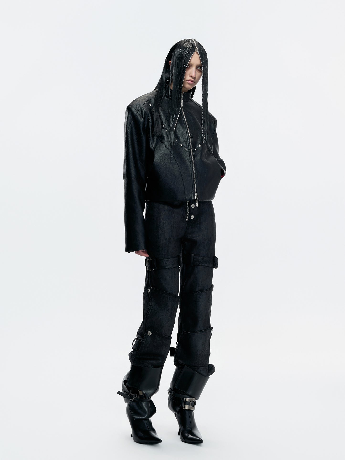 Heavyweight Waxed Rivet Double Zipper Jacket WN23549
