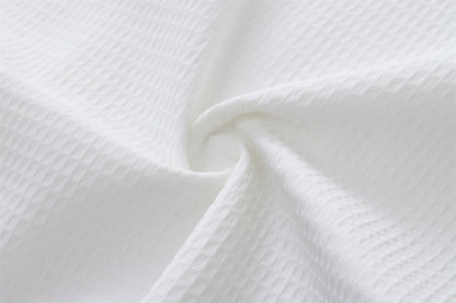 Floral Embroidery Waffle Short Sleeve Shirt WN16201