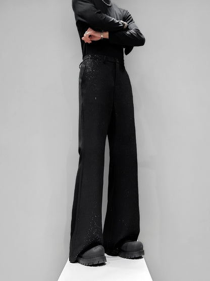 Foil Star Print Draped Flare Trousers WN23858