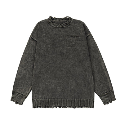 Washed Damage Oversize Knit Sweater WN11132