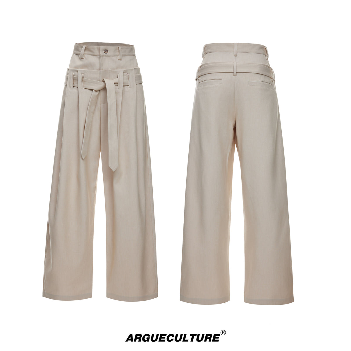 High-Waist Pleats Tie Wide Leg Trousers WN27037