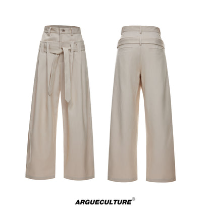 High-Waist Pleats Tie Wide Leg Trousers WN27037