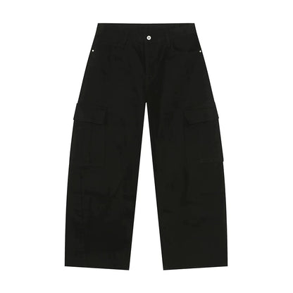 Standing-Neck Large Pocket Jacket & Wide Leg Cargo Pants Setup WN19910