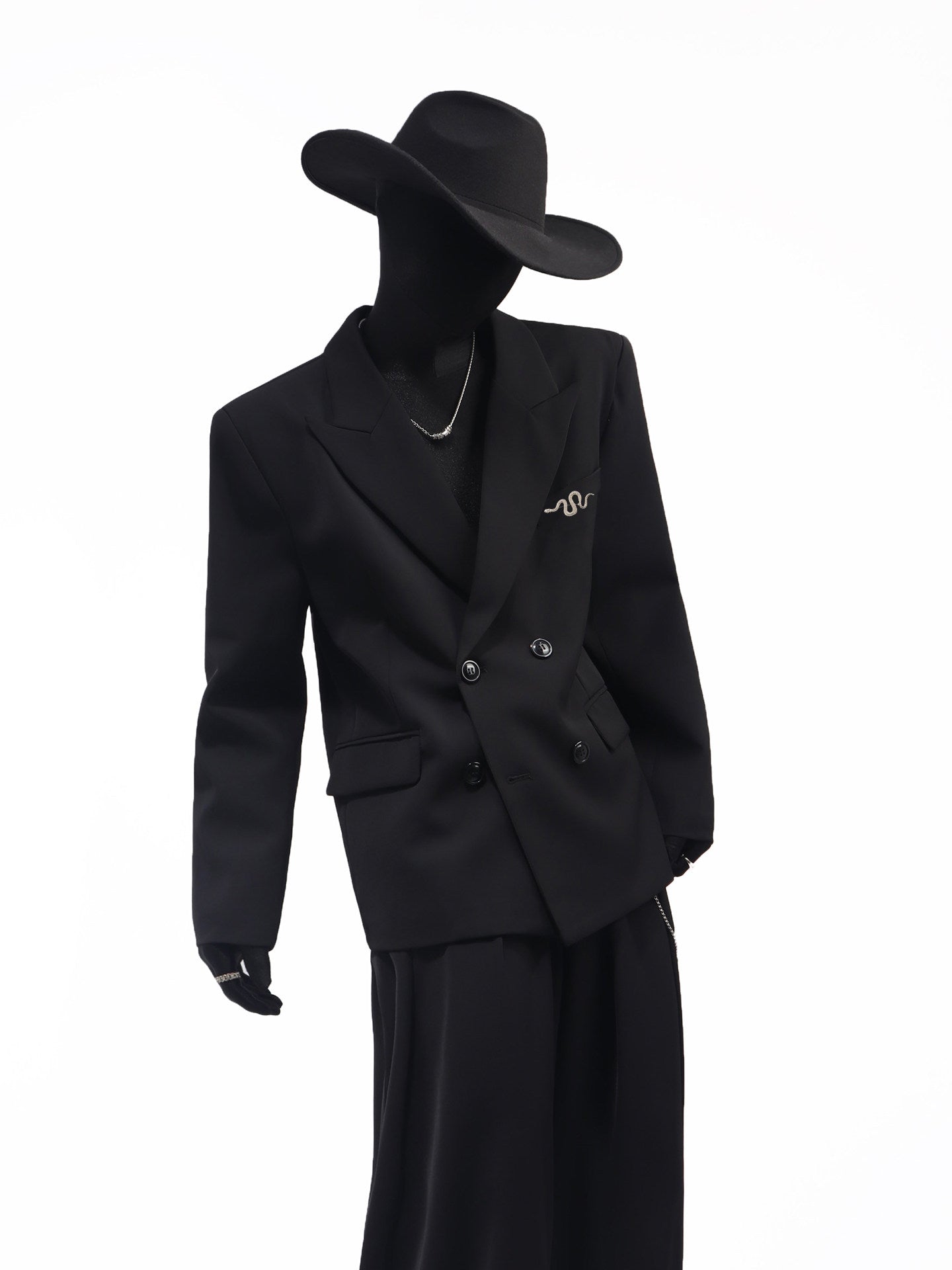 Metal Decor Jacket & Wide Leg Trousers Setup WN23668