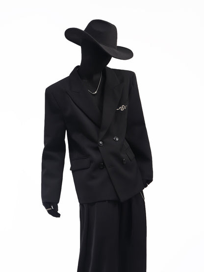 Metal Decor Jacket & Wide Leg Trousers Setup WN23668