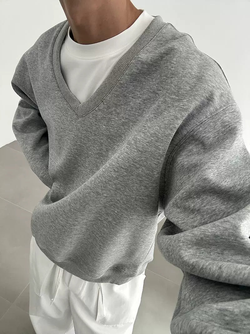 Deep V-Neck Long Sleeve Sweatしrt WN21472