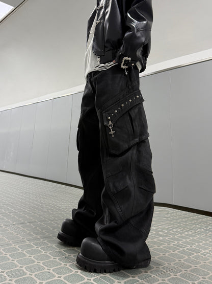 Wax Coating Multi-Pocket Heavyweight Denim Jeans WN23555