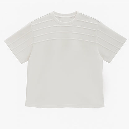 Patchwork Shoulder-Pad Short Sleeve T-Shirt & Pants Setup WN18637