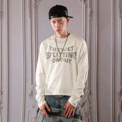 Crack Letter Long Sleeve T-Shirt WN26613
