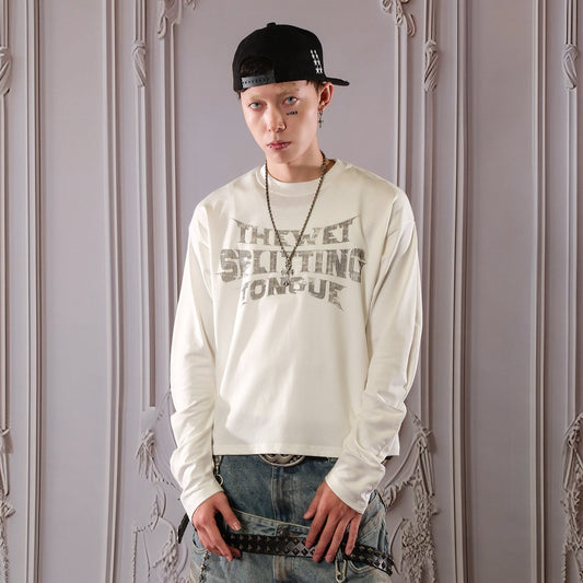 Crack Letter Long Sleeve T-Shirt WN26613