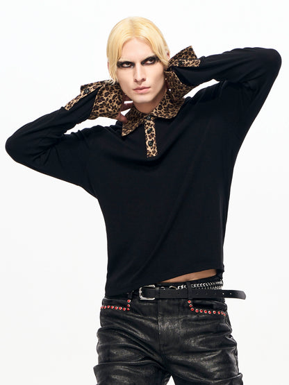 Leopard Polo Collar Long Sleeve T-Shirt WN22142