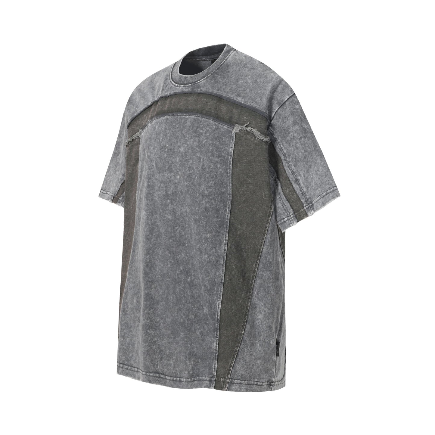 Washed Panel Design Short Sleeve T-Shirt WN25401