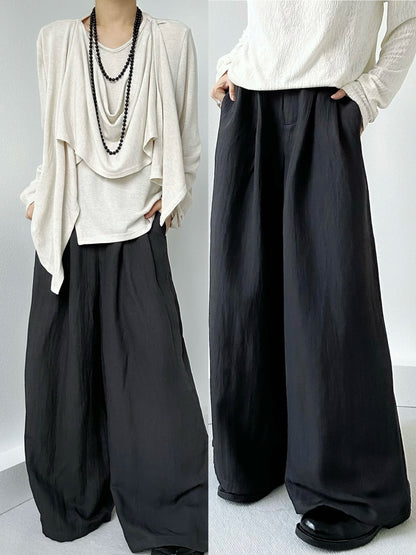 Pleats Relaxed Fit Flowy Wide Leg Pants WN19649