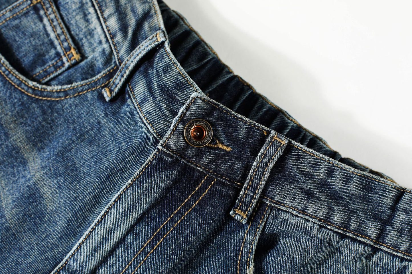 Washed Pleats Patchwork Wide Leg Denim Jeans WN26071