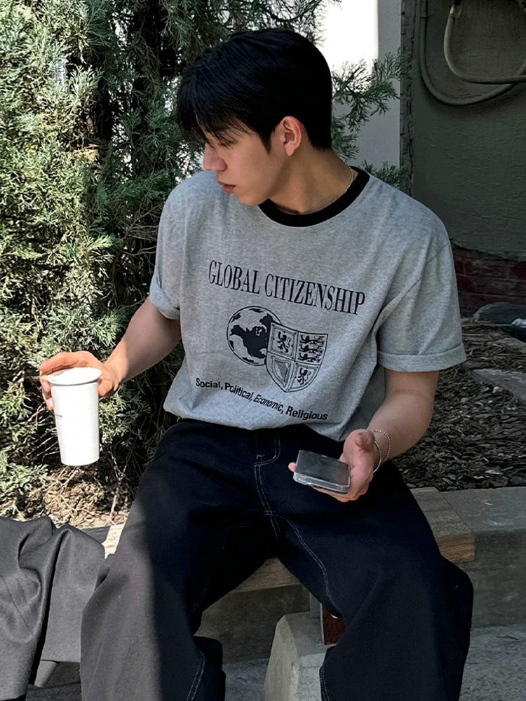 Colorblock Graphic Letter Print Oversize Short Sleeve T-Shirt WN20295