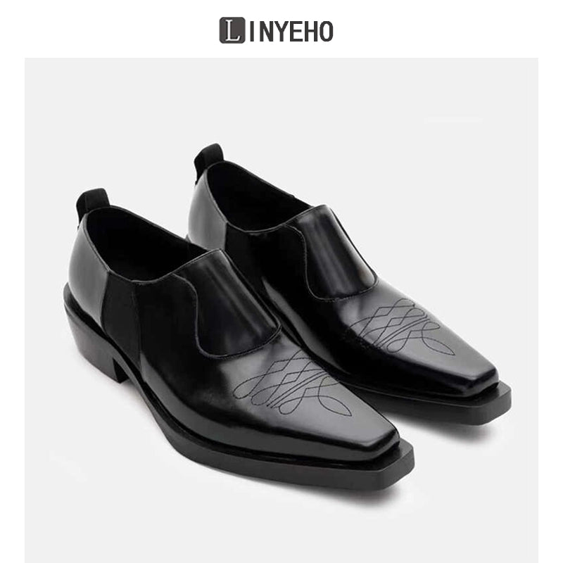 Floral Embroidery Pointed-Toe Loafers WN20605