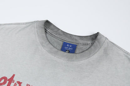 Washed Portrait Print Short Sleeve T-Shirt WN25795