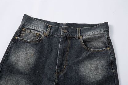 Washed Gradient Wide-Leg Straight Denim Jeans WN16211