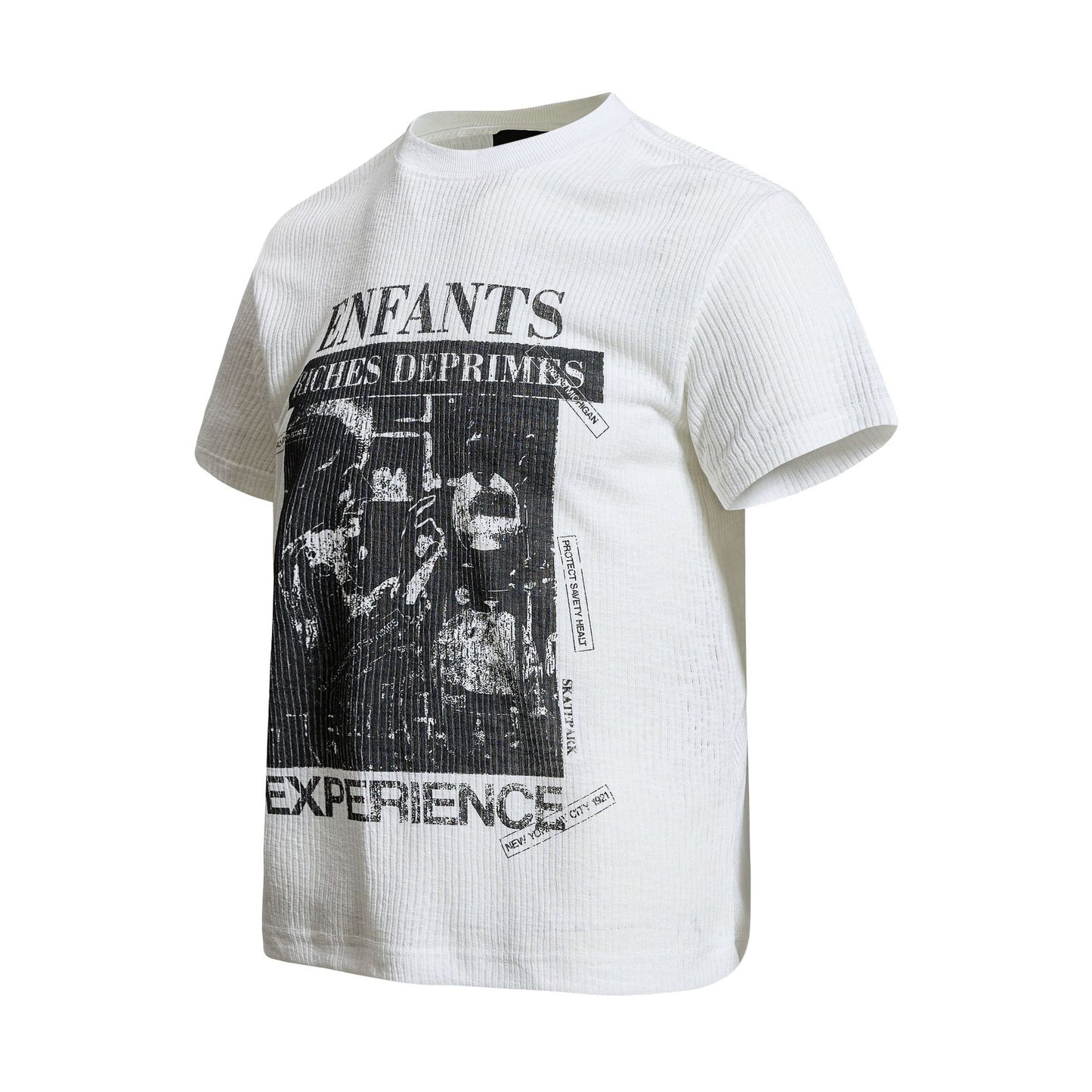 Ribbed Graphic Art Print Short Sleeve T-Shirt WN26030