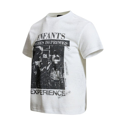 Ribbed Graphic Art Print Short Sleeve T-Shirt WN26030