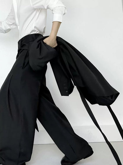 Strap Design Wide Leg Trousers WN19672