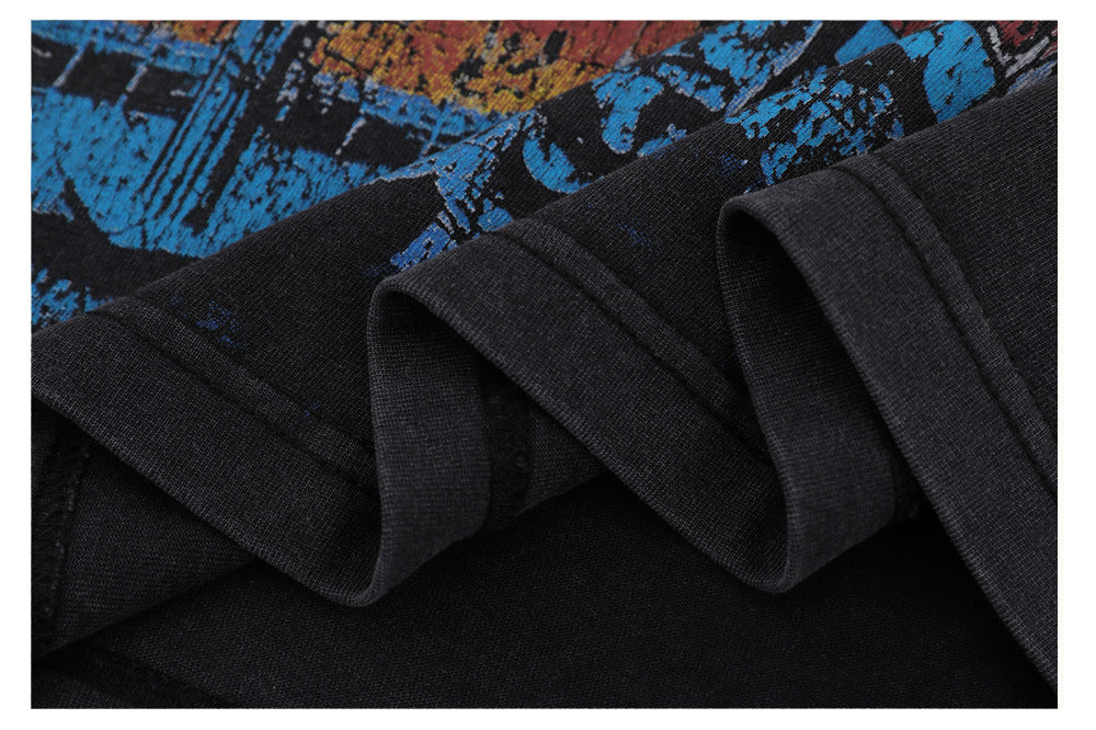Gradient Washed Graffiti Short Sleeve T-Shirt WN26580