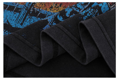 Gradient Washed Graffiti Short Sleeve T-Shirt WN26580