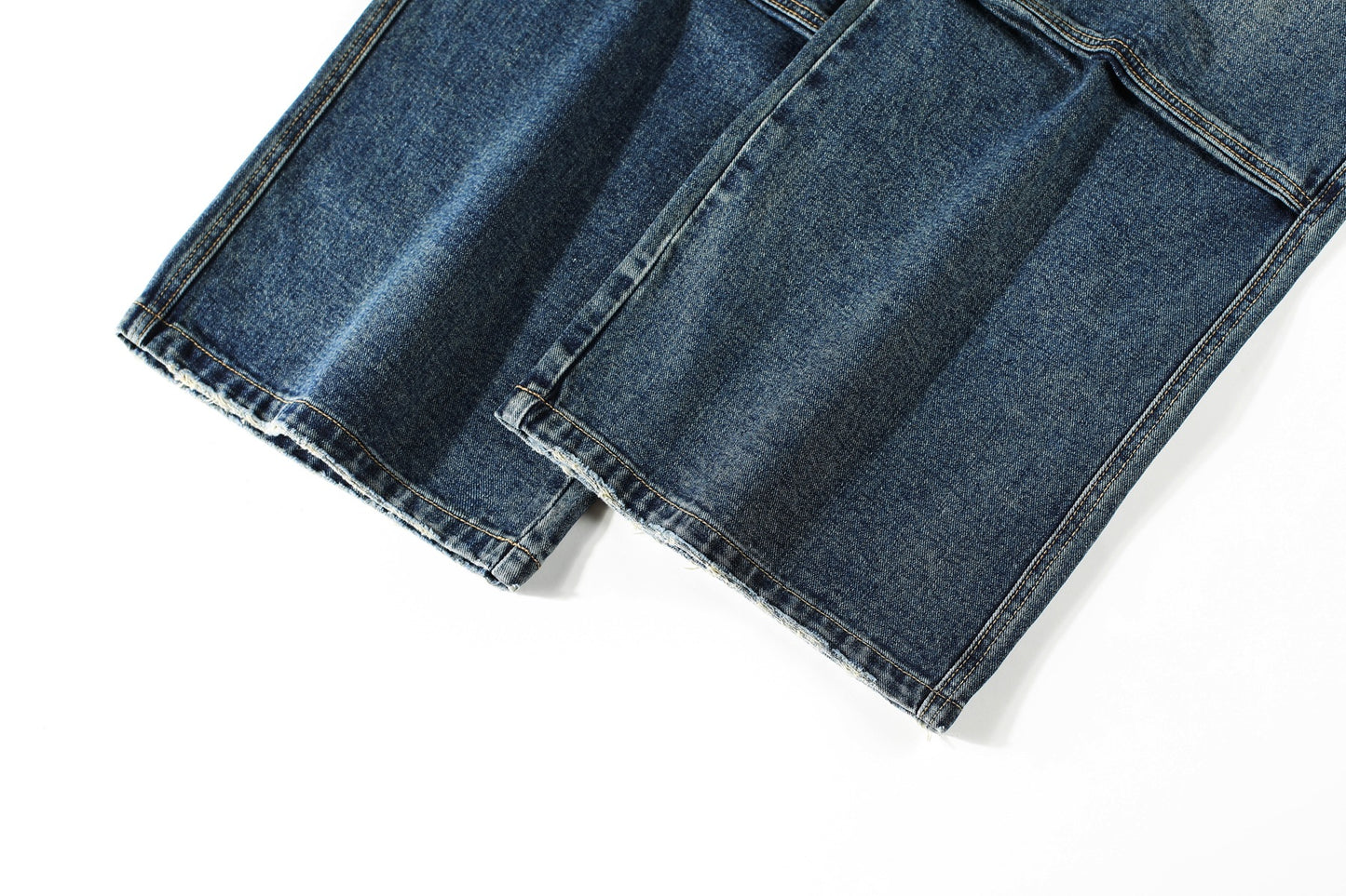 Washed Pleats Patchwork Wide Leg Denim Jeans WN26071