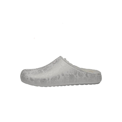 Paisley Print Fake Fur Lined Mules WN23352