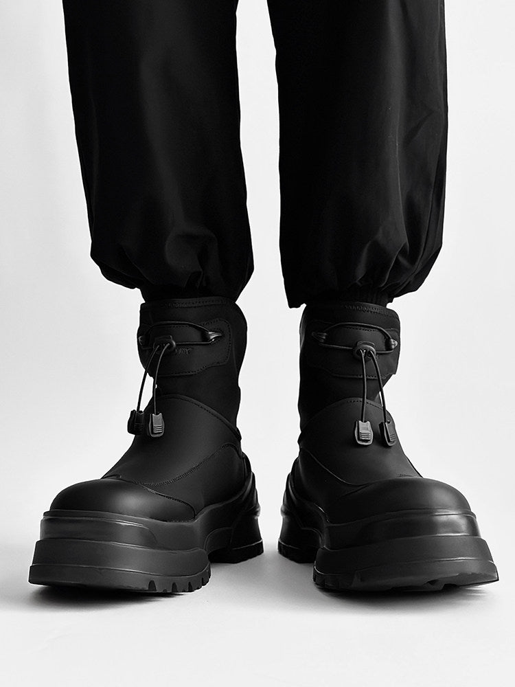 Matte Black Techwear Chunky Boots WN24499