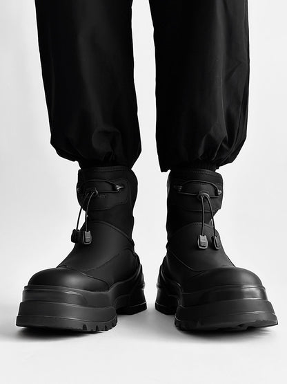 Matte Black Techwear Chunky Boots WN24499