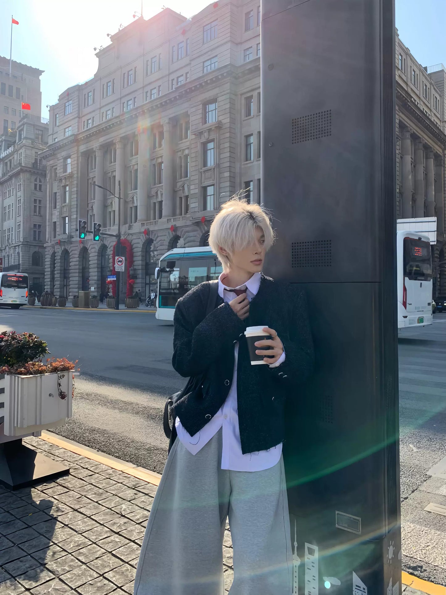 Tweed Collarless Design Jacket WN19811