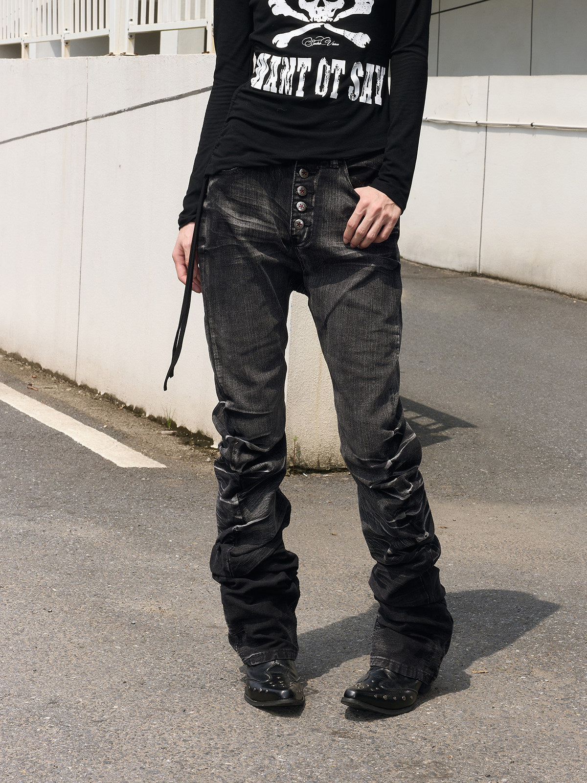 Washed Whisker Stack Denim Jeans WN27270