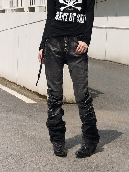 Washed Whisker Stack Denim Jeans WN27270