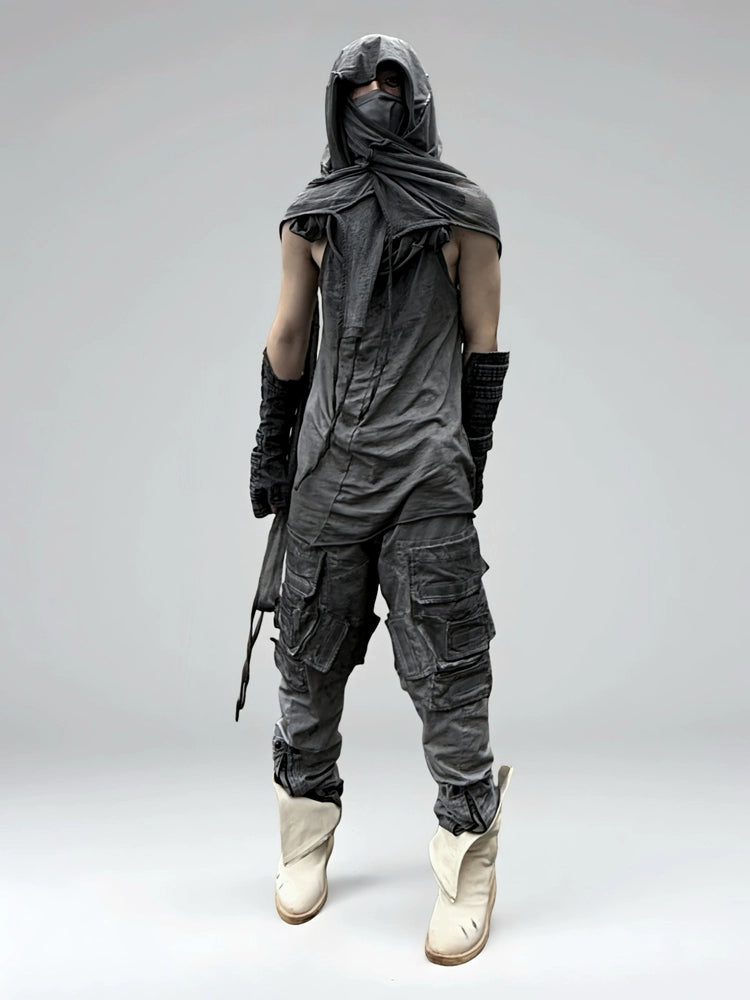 Washed Deconstructed Design Cargo Pants WN21985