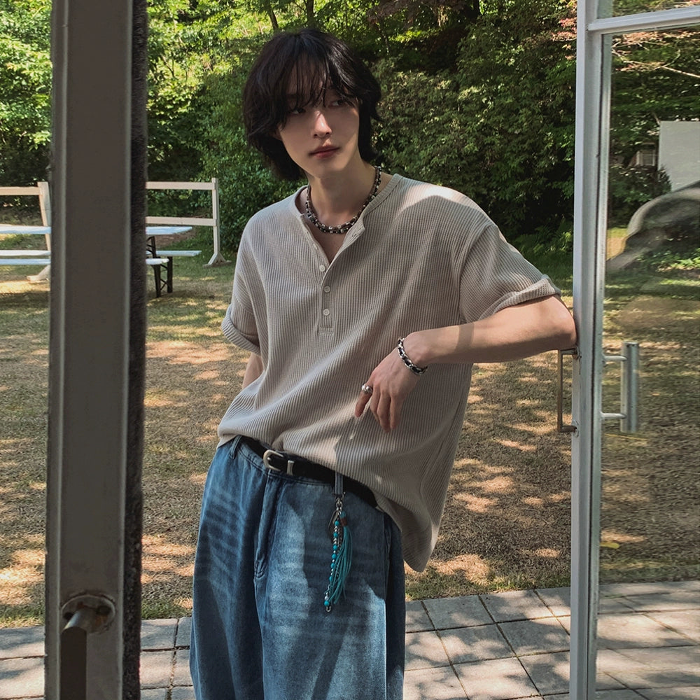 Henley Neck Short Sleeve T-Shirt WN20228